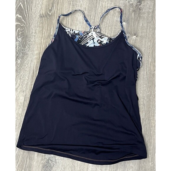 Gap Tankini Tank Top‎ Swimwear Multi Way Straps Removable Pads Navy Blue Medium - Picture 3 of 5
